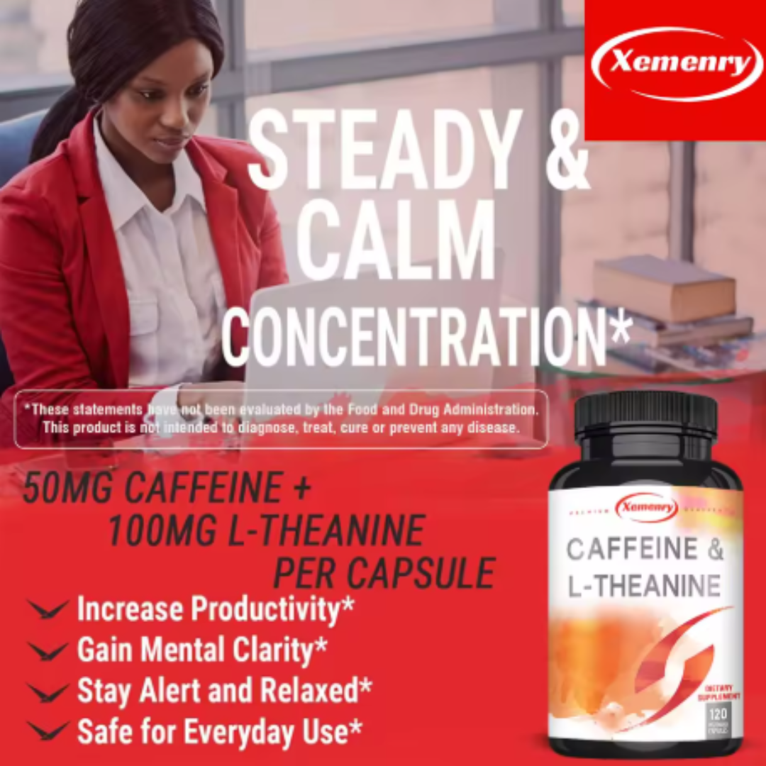 PURE CAFFEINE & L-THEANINE 120 Capsules