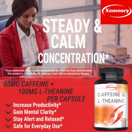 PURE CAFFEINE & L-THEANINE 120 Capsules